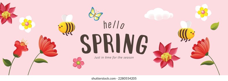 Abstract colorful Spring banner background with spring vibes decorate.