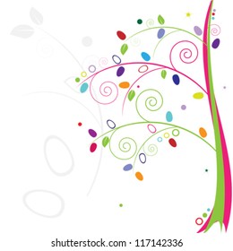 abstract colorful spring easter tree with eggs vector background