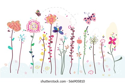  Abstract colorful spring flowers 