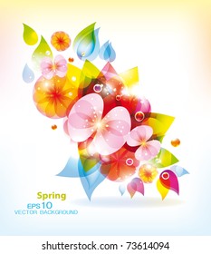 Abstract colorful spring flowers vector background