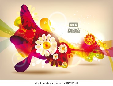 Abstract colorful spring flowers vector banner