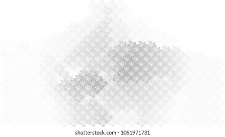 Abstract colorful spring pattern with flower motif. Shamrock, clover, flower silhouettes.  Halftone effect background. Vector clip art.