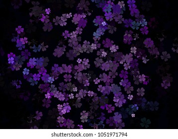 Abstract colorful spring pattern with flower motif. Shamrock, clover, flower silhouettes.  Halftone effect background. Vector clip art.