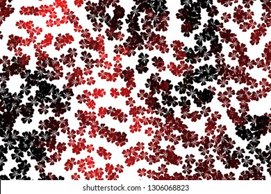 Abstract colorful spring pattern with flower motif. Shamrock, clover, flower silhouettes. Halftone effect background. 