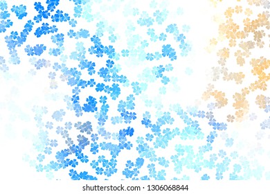 Abstract colorful spring pattern with flower motif. Shamrock, clover, flower silhouettes. Halftone effect background. 