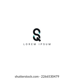 Abstract colorful SQ QS letter simple style logo design vector template.