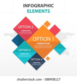 Abstract colorful square business Infographics elements, presentation template flat design vector illustration for web design marketing advertising