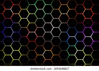 abstract colorful square frame on dark background. Vector illustration