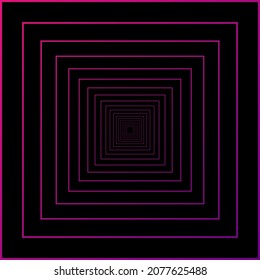 Abstract colorful square frame Spirograph walkway or neon square frame tunnel background. Vector illustration.