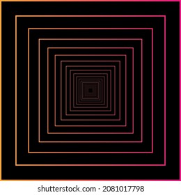 Abstract colorful square frame Spirograph walkway or neon square frame tunnel background. Vector illustration.