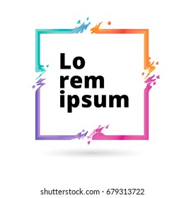 Abstract colorful square geometric or frame. Abstract splash, liquid shape. Background for poster, cover, banner, magazine, placard. Logo design, Vector illustration