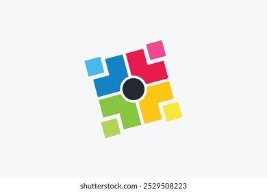 Abstract Colorful Square Geometric Shape Logo Design Element