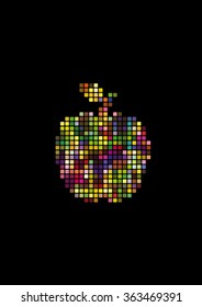 Abstract colorful squared apple. Vector Illustration
