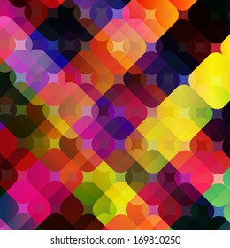 Abstract colorful squares transparent background with shiny colors