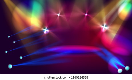 Abstract colorful stage light creative background design. Vector illustration.