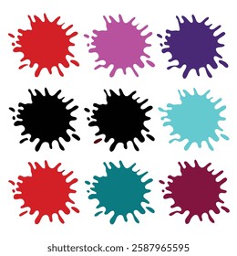 Abstract Colorful Stain Collection – Ink Splatter Vector Illustration Design