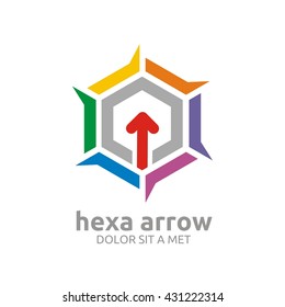 Abstract colorful star & arrow icon or symbol vector graphic