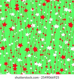 Abstract colorful star confetti on a green background. stars wallpaper. Gold star glitter. The texture of gold foil.