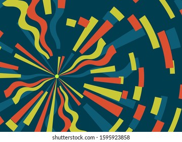 Abstract colorful star on a dark background. Fractal with lines and waves in flat style. Decorative pattern. EPS10 vector illustration.
