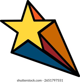 Abstract Colorful Star with Trailing Tail Vector Icon