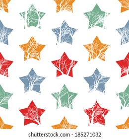 Abstract Colorful Stars Seamless Pattern. Vector