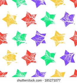 Abstract Colorful Stars Seamless Pattern. Vector