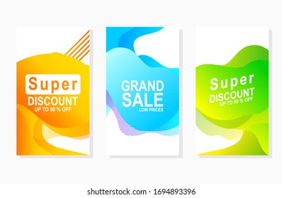 abstract colorful stories sale banner design for mobile advertisement