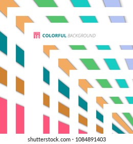 Abstract of colorful straight lines pattern with black shadow background. Illustration vector eps10