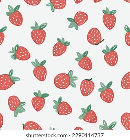 abstract colorful strawberries Seamless pattern hand drawn beautiful on white background - vector illustration