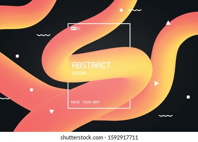 Abstract colorful stripe line of free shape design motion effect decoration on dark background. Use for headline, poster, ad, artwork, template design. illustration vector eps10