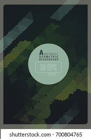 Abstract colorful stripe line with half tone dots on dark background