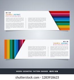 Abstract of colorful stripe lines pattern banner design with white space of text. vector eps10