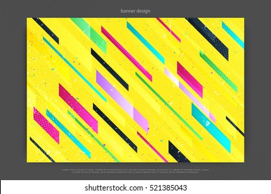 abstract, colorful, striped frame over grey paper. vector geometric, fashion wallpaper template. cool design backdrop. vector, yellow advertising banner layout