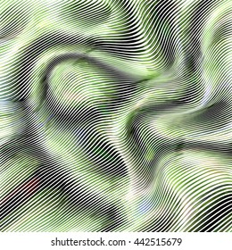 Abstract colorful striped vector background. Optical illusion with chaotic waves