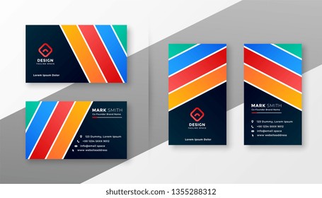 abstract colorful stripes business card design