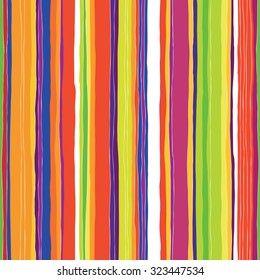 Abstract colorful stripes pattern. Seamless hand-drawn lines vector design.
