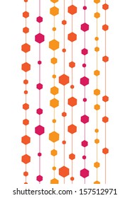 Abstract colorful stripes and shapes vertical seamless pattern background border