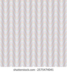 Abstract Colorful stripes wave seamless pattern. Wave color rainbow gradient design element on white background. Eps Vector illustration