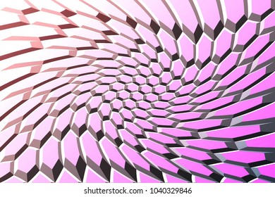 Abstract Colorful Structural Metallic Pattern with Hexagons. Polygonal Curved Surface. Vector. 3D Illustration