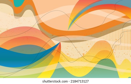 Abstract colorful style illustration splattered shapes in colors. Vector illustration.