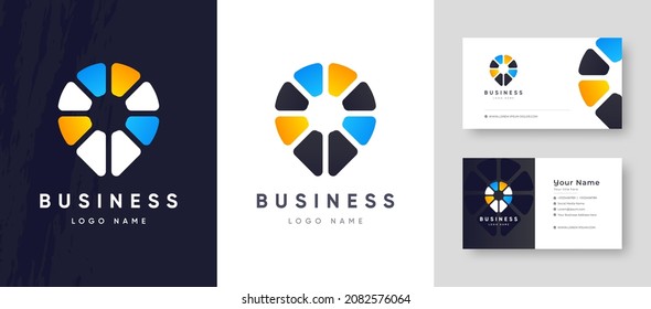 Abstract colorful style map Location Indicator Company business Logo with Business Card Design Fresh or Clean Editable Template