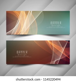Abstract colorful stylish vector wavy banners set