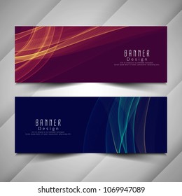 Abstract colorful stylish wavy banners set