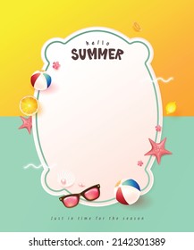 Abstract colorful Summer banner background with beach vibes decorate