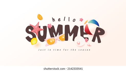 Abstract colorful Summer banner background with beach vibes decorate