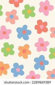 Abstract colorful summer flowers on the white isolated background.