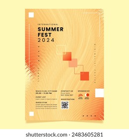 Abstract colorful summer poster background with orange furry background