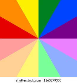 Abstract colorful sunburst pattern in rainbow colors (LGBT or LGBTQ colors) Vector illustration, EPS10. Geometric pattern. Use as background, backdrop, image montage, mock-up template, etc.