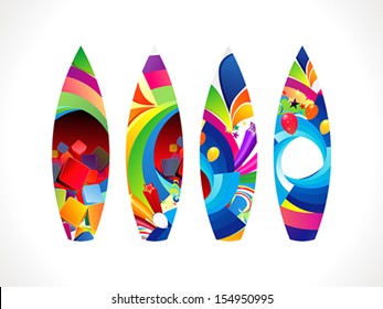 abstract colorful surf board set vector illustration