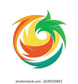 Abstract colorful swirl design with leaves representing growth and creative movement